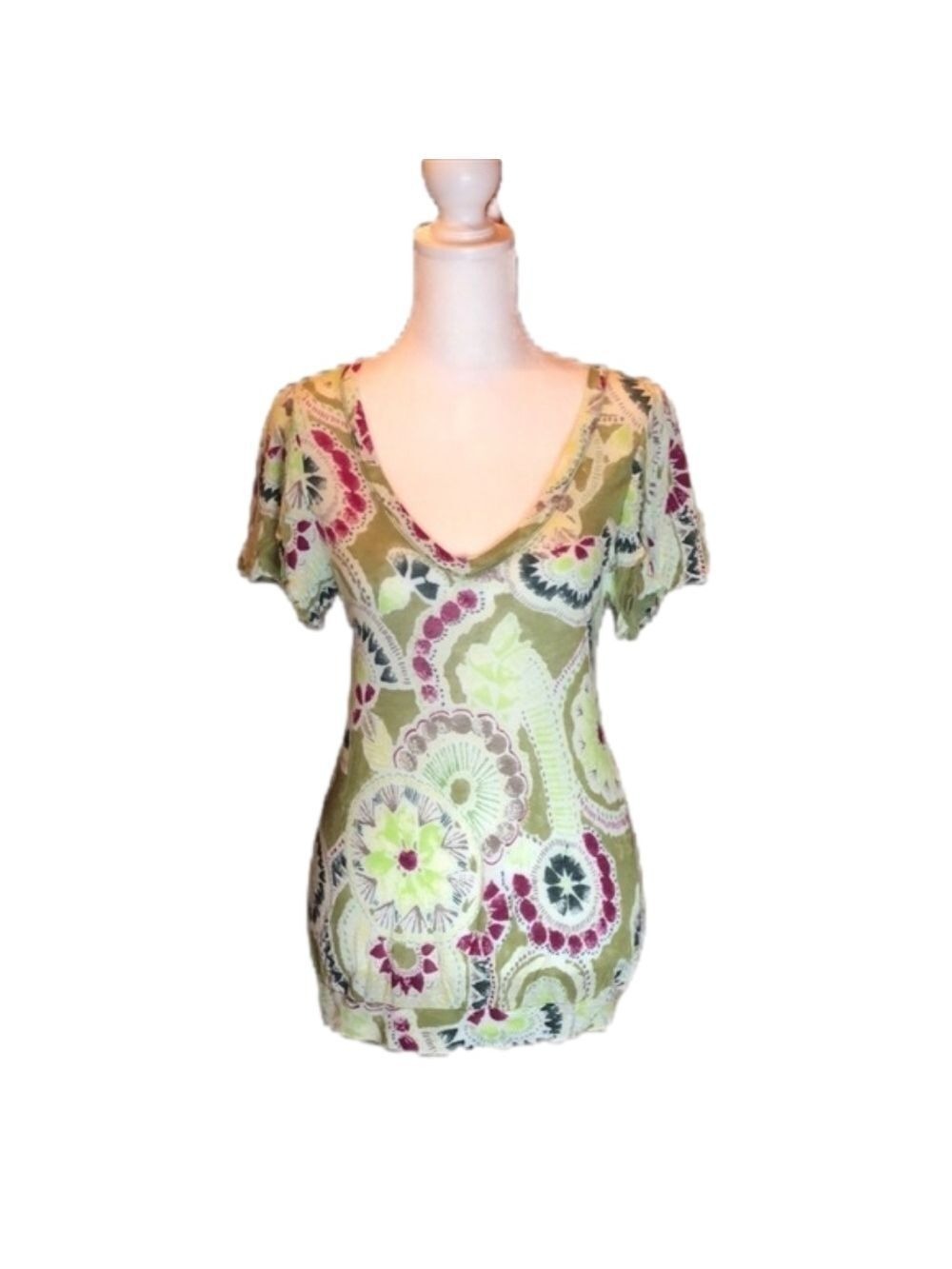 FREE PEOPLE Adorable Vintage Floral Flutter Sleeve Tee XS